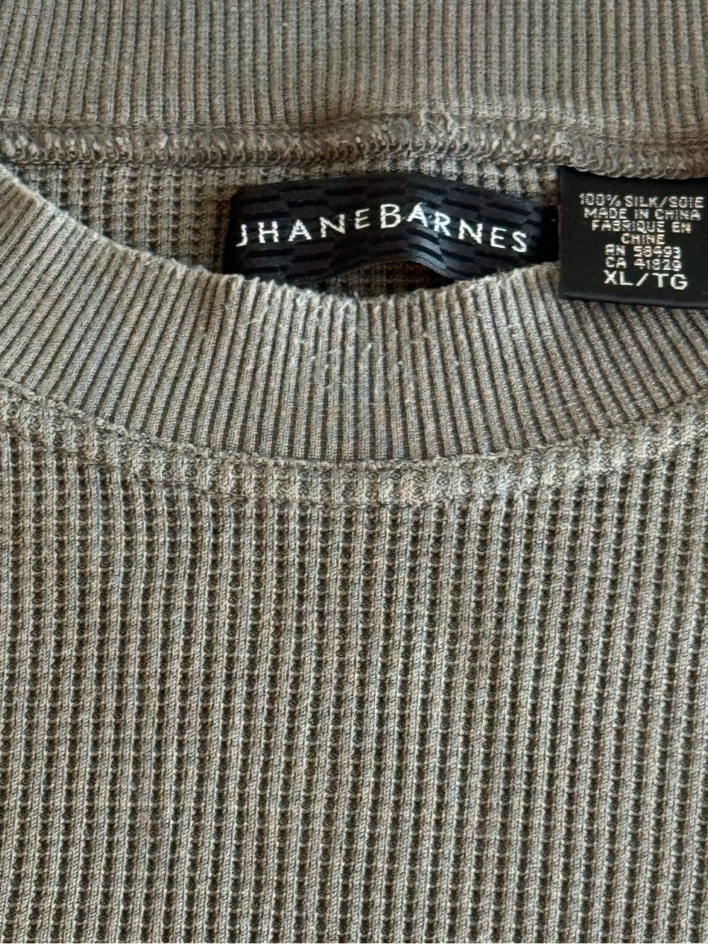 Jhane Barnes Taupe Silk Waffle Knit Tee XL Minimalist Y2K